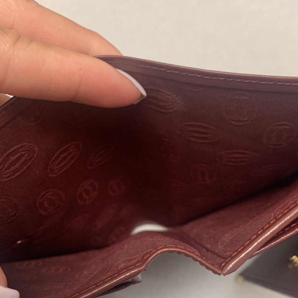Sold❌AUTHENTIC MUST DE CARTIER TRI-FOLD FRENCH STYLE WALLET BORDEAUX LEATHER - Picture 12 of 17